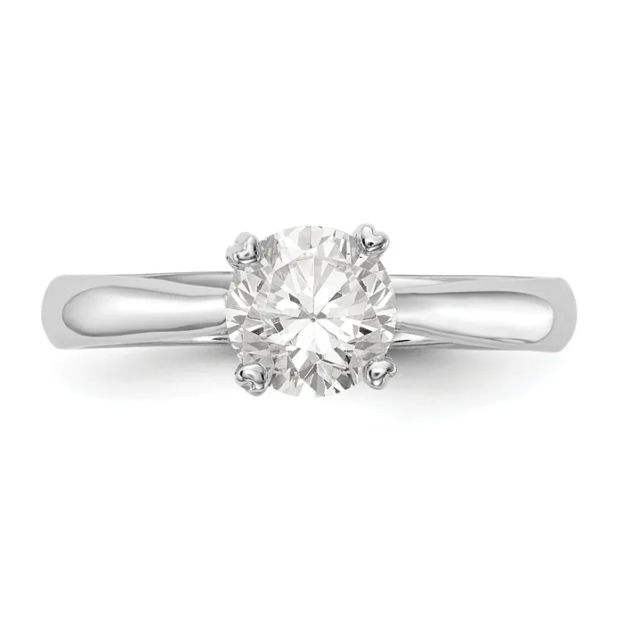 Goldia 200ct CZ Solid Real 14k White Gold Round Solitaire Engagement Ring Engagement Polished Rings