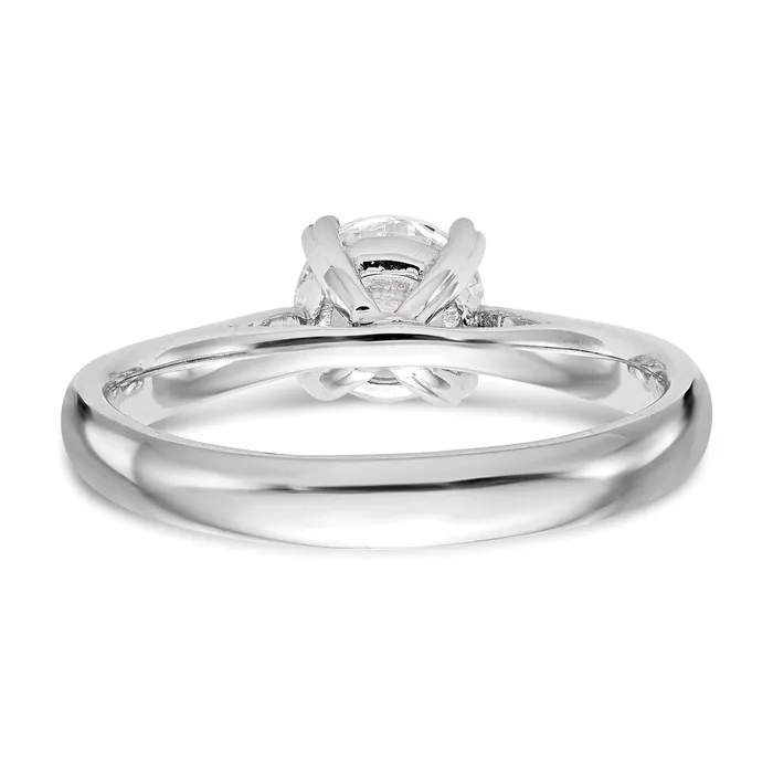 Goldia 200ct CZ Solid Real 14k White Gold Round Solitaire Engagement Ring Engagement Polished Rings