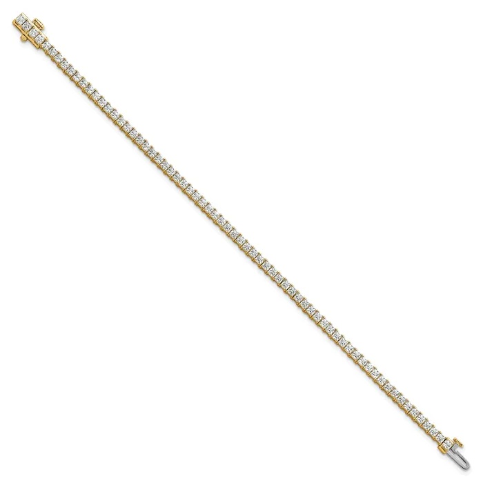 Goldia Bracelets 14k Yellow Gold 5 Ct Lab Grown Diamond VSSI G Princess Tennis Bracelet
