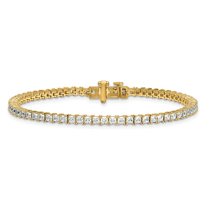Goldia Bracelets 14k Yellow Gold 5 Ct Lab Grown Diamond VSSI G Princess Tennis Bracelet