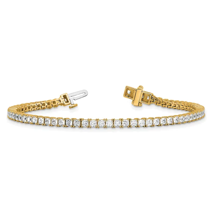 Goldia Bracelets 14k Yellow Gold 5 Ct Lab Grown Diamond VSSI G Princess Tennis Bracelet