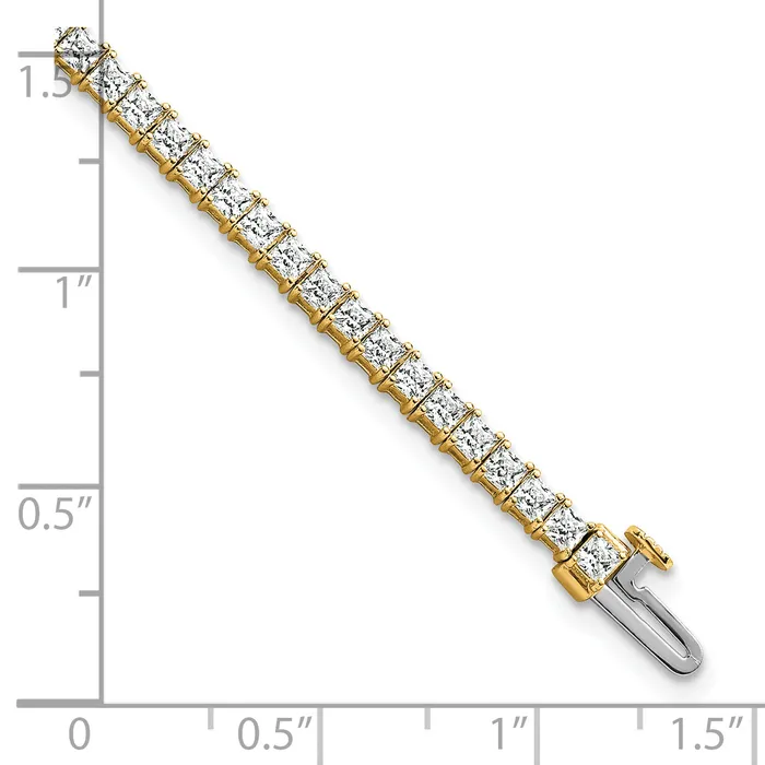 Goldia Bracelets 14k Yellow Gold 5 Ct Lab Grown Diamond VSSI G Princess Tennis Bracelet