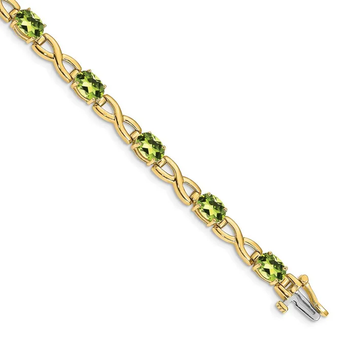 goldiaca Bracelets 14k Yellow Gold 7x5mm Oval Peridot Bracelet