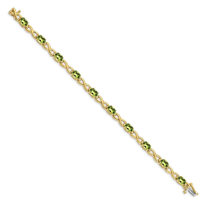 goldiaca Bracelets 14k Yellow Gold 7x5mm Oval Peridot Bracelet