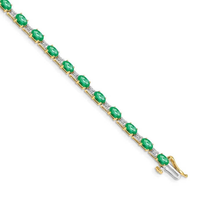 goldiaca Bracelets 14k Yellow Gold Natural Diamond and Emerald Bracelet goldiaca Bracelets 14k Yellow Gold Natural Diamond and Emerald Bracelet