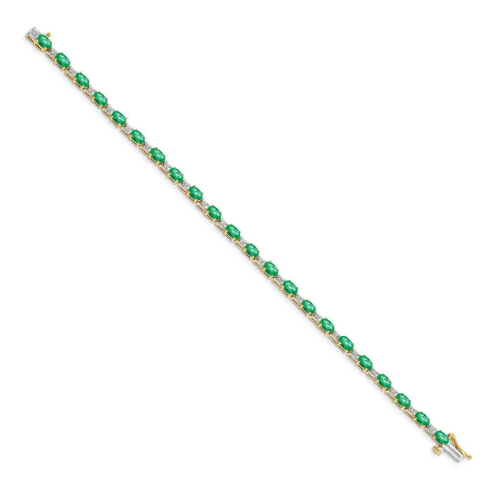 goldiaca Bracelets 14k Yellow Gold Natural Diamond and Emerald Bracelet
