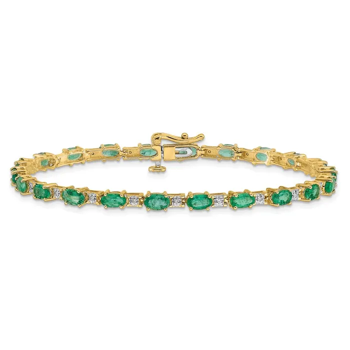 goldiaca Bracelets 14k Yellow Gold Natural Diamond and Emerald Bracelet