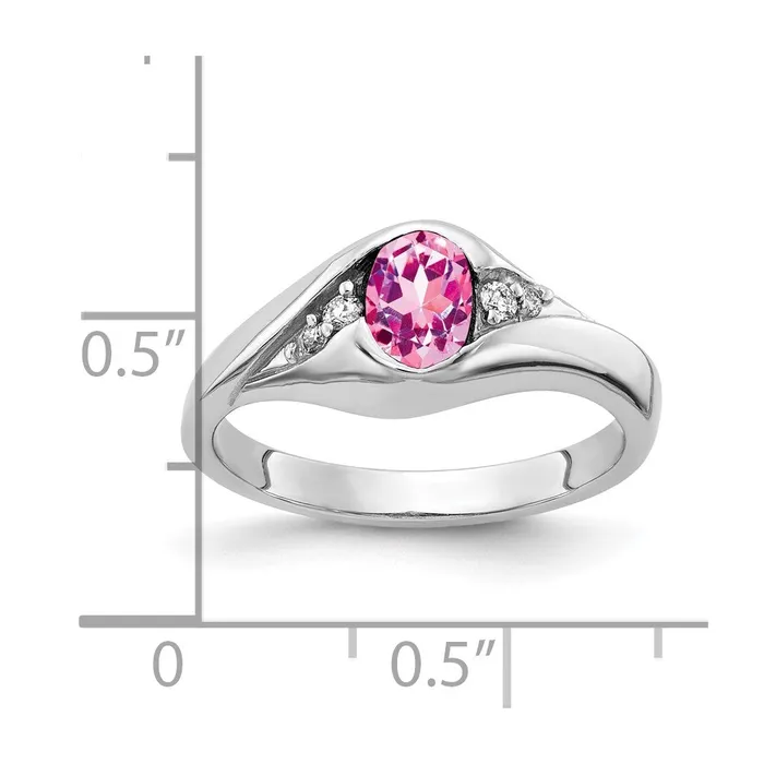 goldiaca Rings 14k White Gold 6x4mm Oval Pink Sapphire VS Real Diamond ring