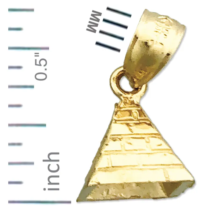 Goldia Charm Necklaces 14K Gold 3D Egyptian Pyramid Charm