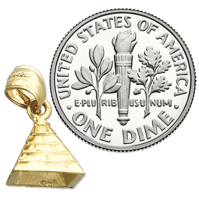 Goldia Charm Necklaces 14K Gold 3D Egyptian Pyramid Charm