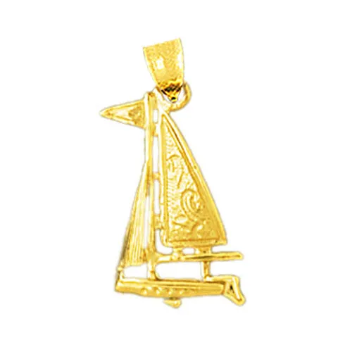 Goldia Charm Necklaces 14K Gold Single Mast Sloop Sailboat Charm