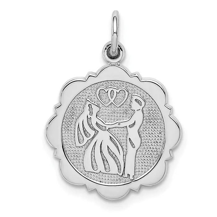 Goldia Charm Necklaces 14k White Gold Solid Polished Bride and Groom Charm