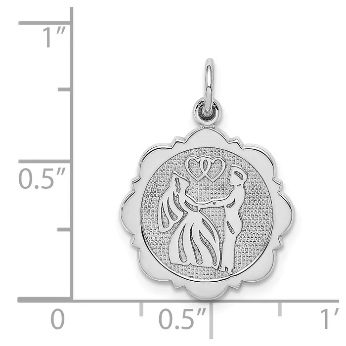 Goldia Charm Necklaces 14k White Gold Solid Polished Bride and Groom Charm