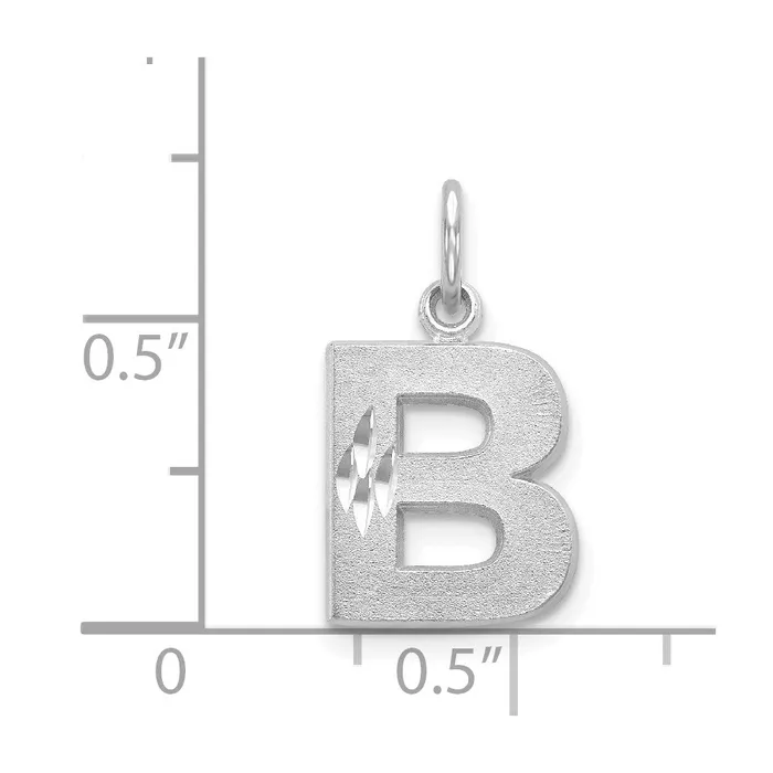 Goldia Charm Necklaces 14k White GoldW Satin Diamondcut Letter B Initial Charm