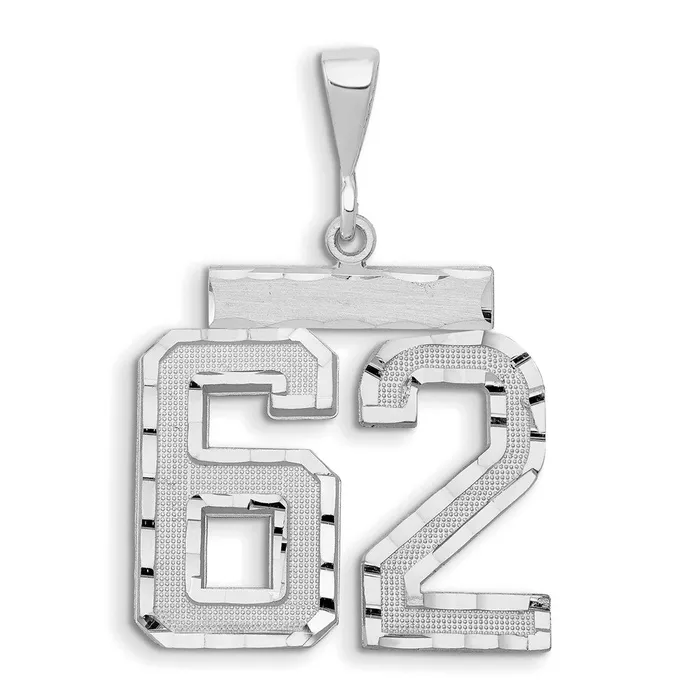 Goldia Charm Necklaces 14k White Goldw Small Brushed Diamondcut Number 62 Charm Goldia Charm Necklaces 14k White Goldw Small Brushed Diamondcut Number 62 Charm