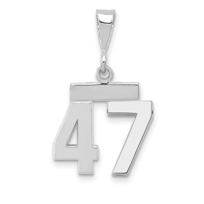 Goldia Charm Necklaces 14k White Goldw Small Polished Number 47 Charm