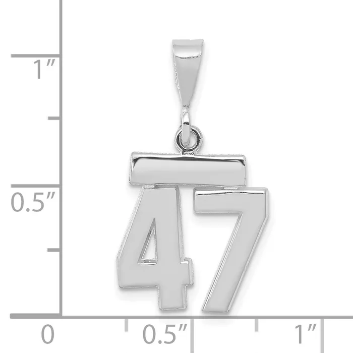 Goldia Charm Necklaces 14k White Goldw Small Polished Number 47 Charm