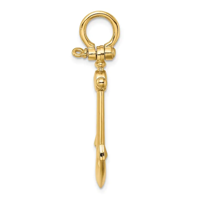 Goldia Charm Necklaces 14k Yellow Gold 3D Small Anchor w Shackle Bail Charm