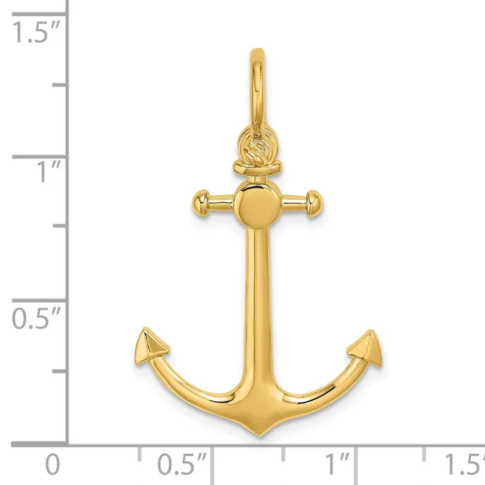 Goldia Charm Necklaces 14k Yellow Gold 3D Small Anchor w Shackle Bail Charm