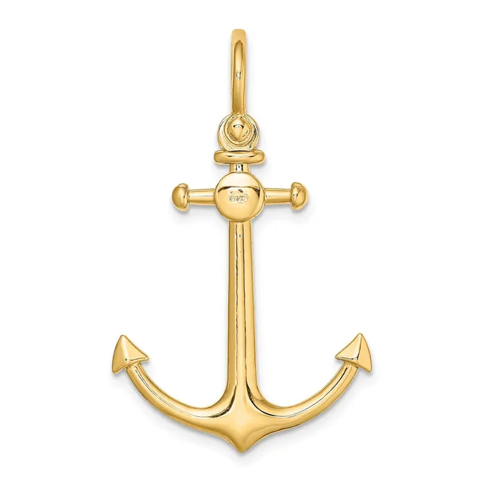 Goldia Charm Necklaces 14k Yellow Gold 3D Small Anchor w Shackle Bail Charm