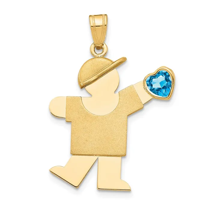 Goldia Charm Necklaces 14k Yellow Gold Boy with CZ December Birthstone Charm Goldia Charm Necklaces 14k Yellow Gold Boy with CZ December Birthstone Charm