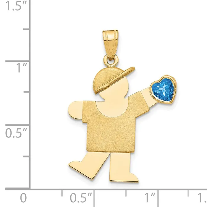 Goldia Charm Necklaces 14k Yellow Gold Boy with CZ December Birthstone Charm