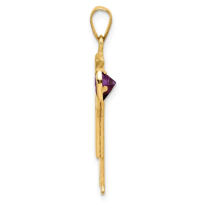 Goldia Charm Necklaces 14k Yellow Gold Boy with CZ February Birthstone Charm