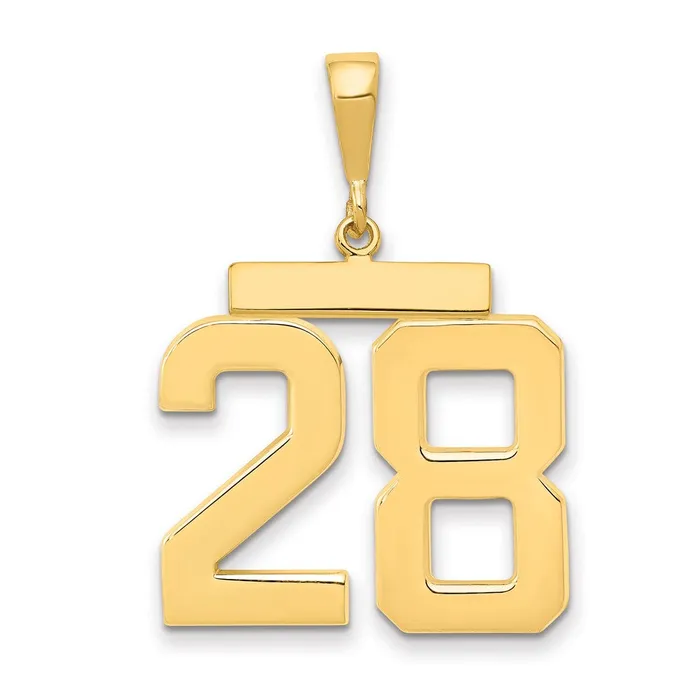 Goldia Charm Necklaces 14k Yellow Gold Large Polished Number 28 Charm