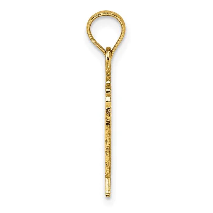 Goldia Charm Necklaces 14k Yellow Gold Polished Textured God Bless America w Flag Charm