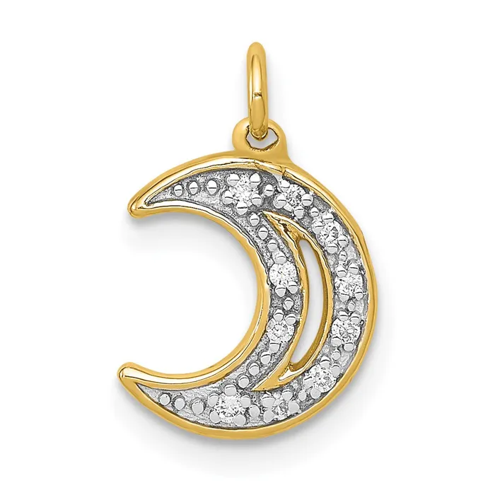 Goldia Charm Necklaces 14K Yellow Gold Real Diamond Moon Charm