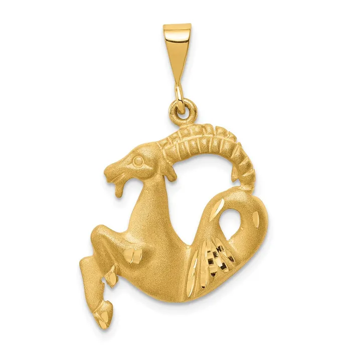 Goldia Charm Necklaces 14k Yellow Gold Satin Diamondcut Capricorn Zodiac Charm Goldia Charm Necklaces 14k Yellow Gold Satin Diamondcut Capricorn Zodiac Charm