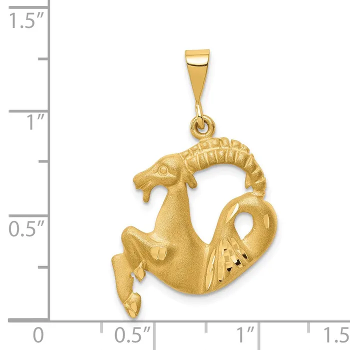 Goldia Charm Necklaces 14k Yellow Gold Satin Diamondcut Capricorn Zodiac Charm