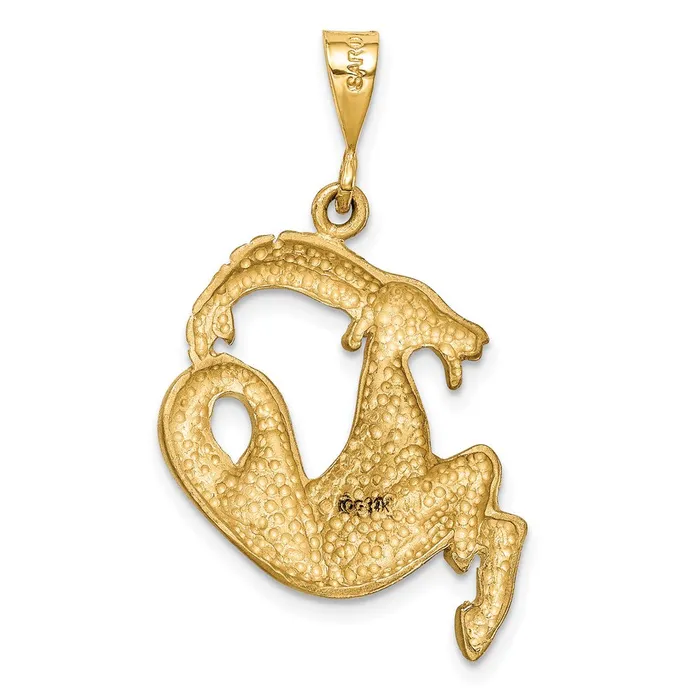 Goldia Charm Necklaces 14k Yellow Gold Satin Diamondcut Capricorn Zodiac Charm