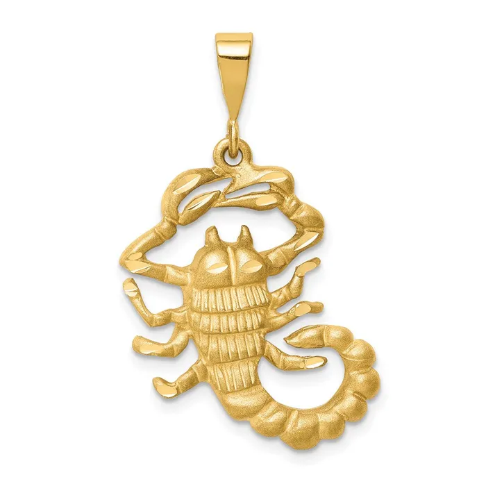 Goldia Charm Necklaces 14k Yellow Gold Satin Diamondcut Scorpio Zodiac Charm