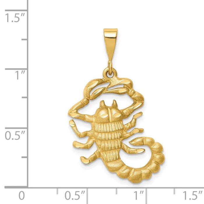 Goldia Charm Necklaces 14k Yellow Gold Satin Diamondcut Scorpio Zodiac Charm