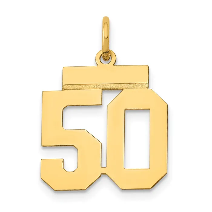 Goldia Charm Necklaces 14k Yellow Gold Small Polished Number 50 Charm