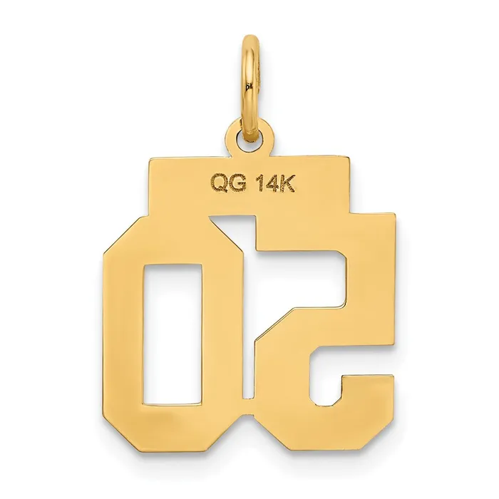 Goldia Charm Necklaces 14k Yellow Gold Small Polished Number 50 Charm