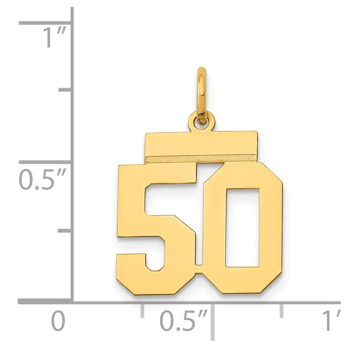 Goldia Charm Necklaces 14k Yellow Gold Small Polished Number 50 Charm