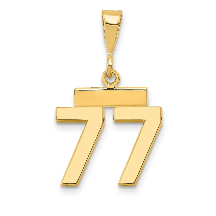 Goldia Charm Necklaces 14k Yellow Gold Small Polished Number 77 Charm