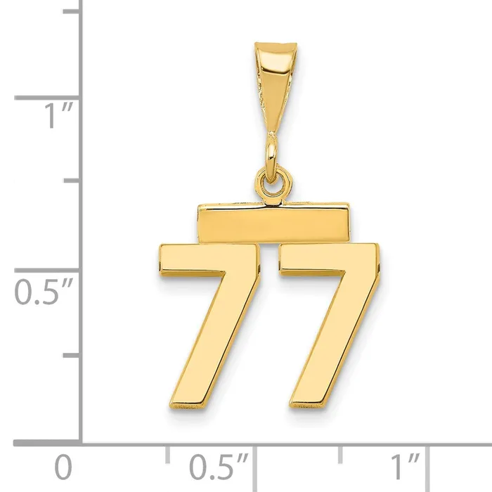 Goldia Charm Necklaces 14k Yellow Gold Small Polished Number 77 Charm