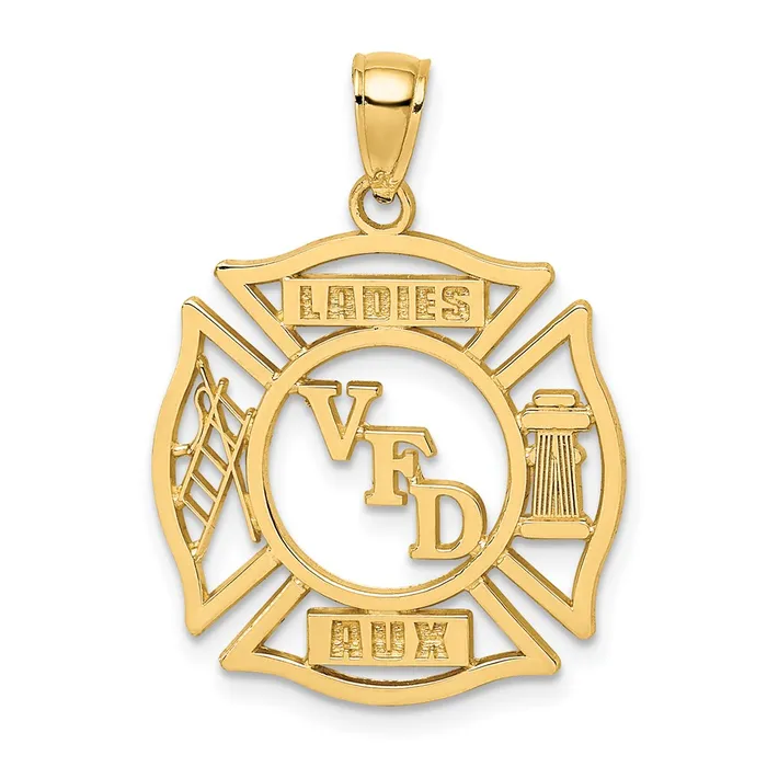 Goldia Charm Necklaces 14k Yellow Gold VFD Ladies AUX Shield Charm