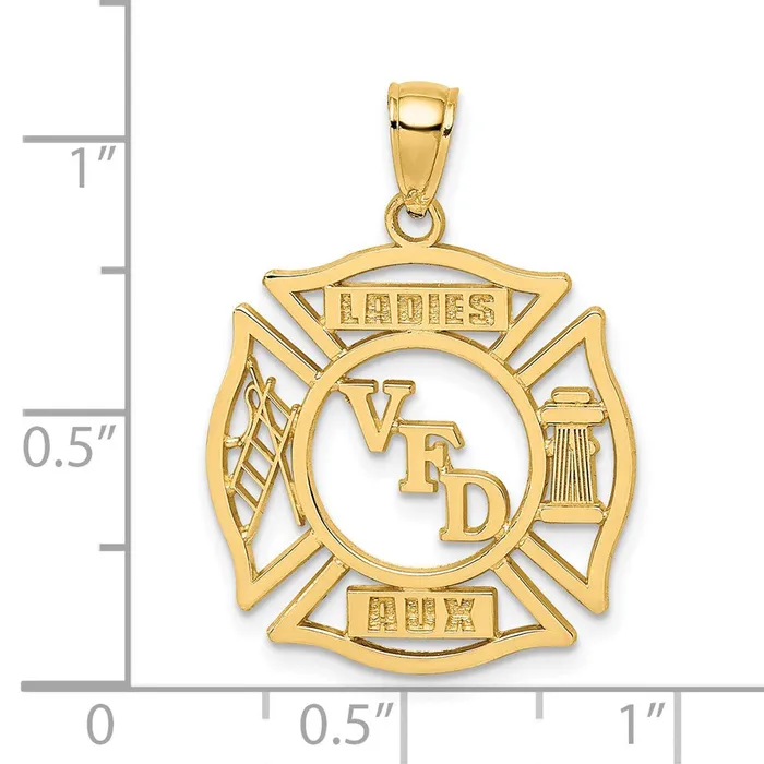 Goldia Charm Necklaces 14k Yellow Gold VFD Ladies AUX Shield Charm