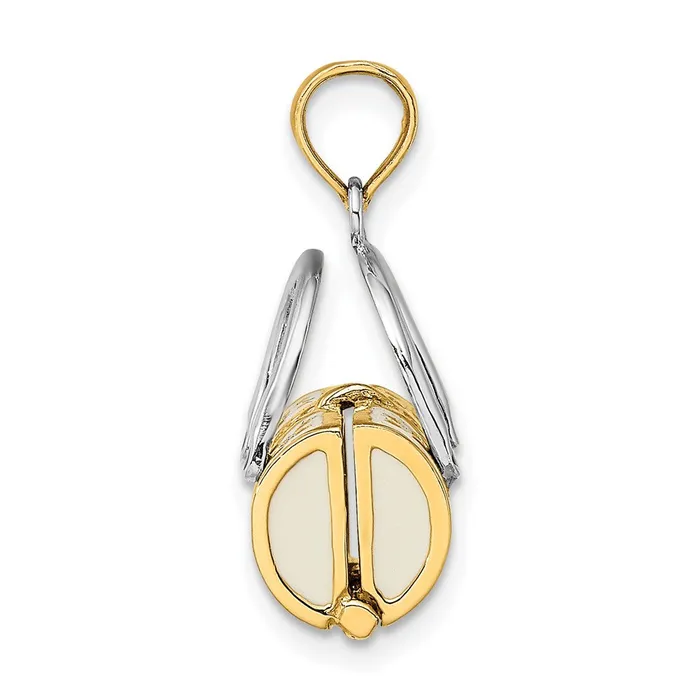 Goldia Charm Necklaces 14k Yellow Rhodium Gold Rhodium 3D White Enameled Handbag Opens Charm