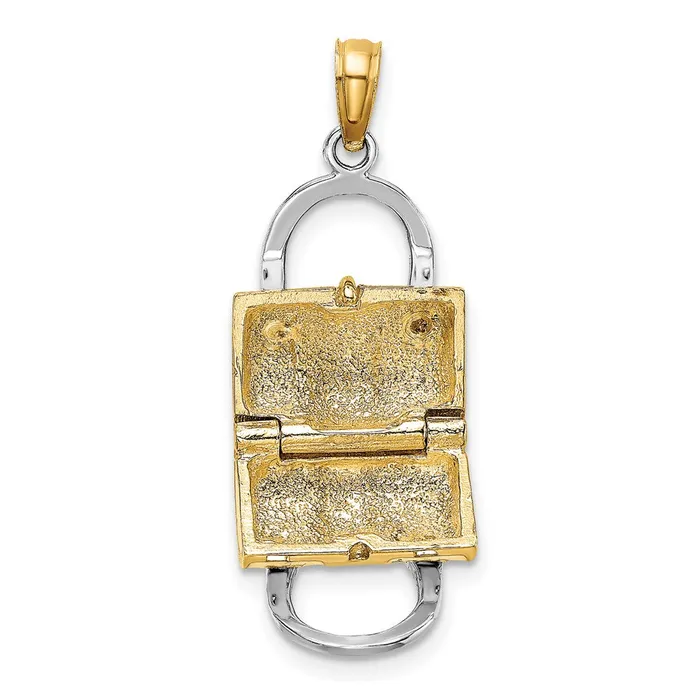 Goldia Charm Necklaces 14k Yellow Rhodium Gold Rhodium 3D White Enameled Handbag Opens Charm