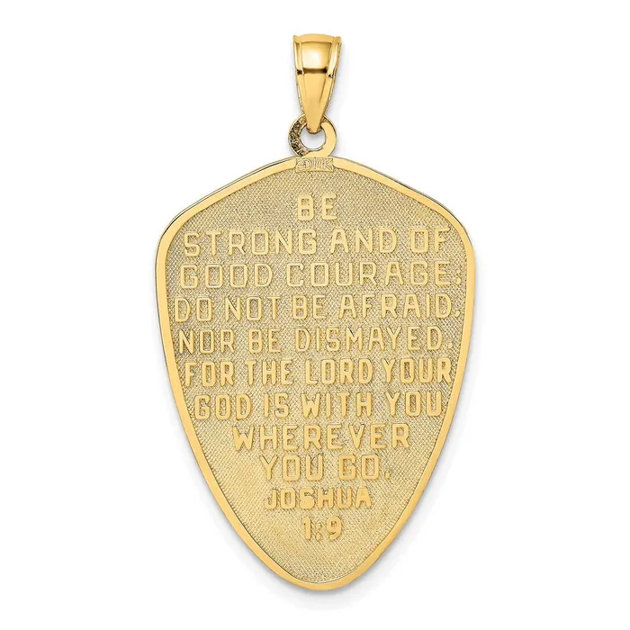 Goldia Charm Necklaces 14k Yellow Rhodium Gold wRhodium Cross Shield W Joshua 19 On Reverse Charm
