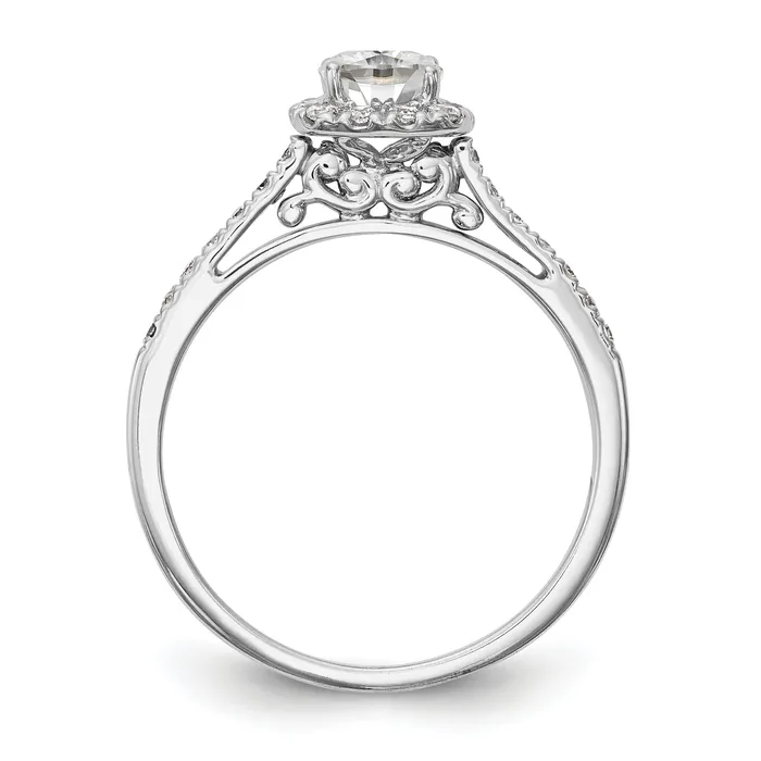 Goldiacom 14k White Gold Cushion Halo Simulated Diamond Engagement Ring Rings
