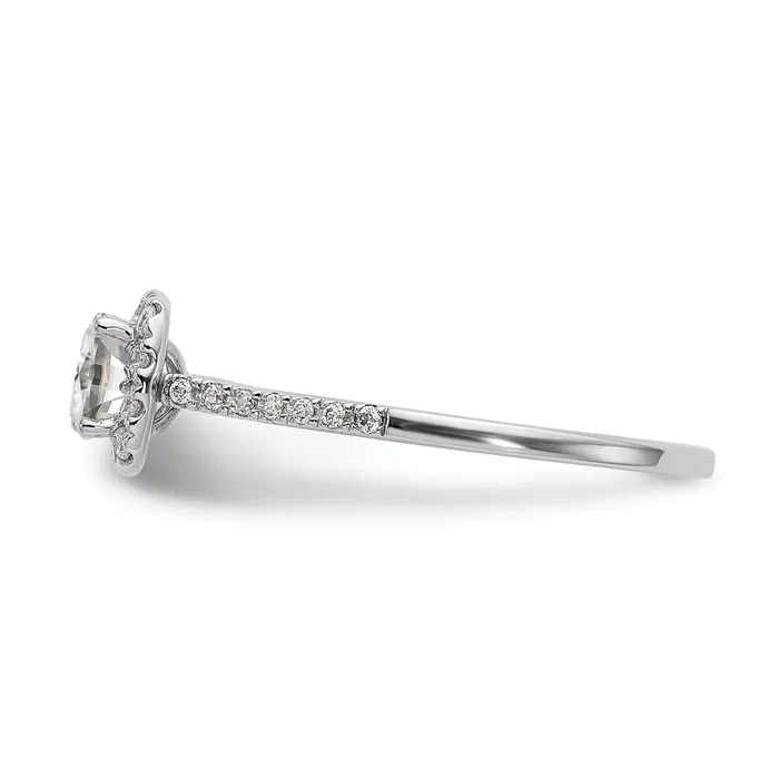 Goldiacom 14k White Gold Cushion Halo Simulated Diamond Engagement Ring Rings