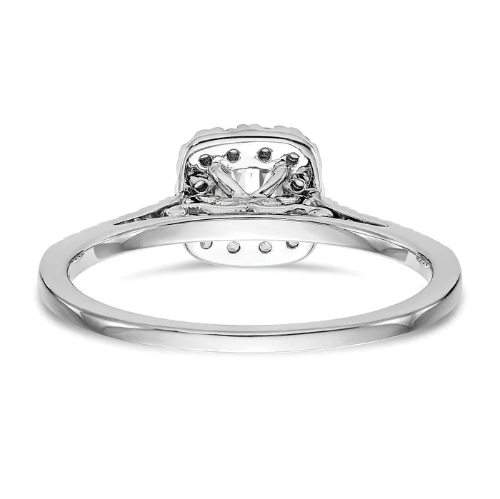 Goldiacom 14k White Gold Cushion Halo Simulated Diamond Engagement Ring Rings