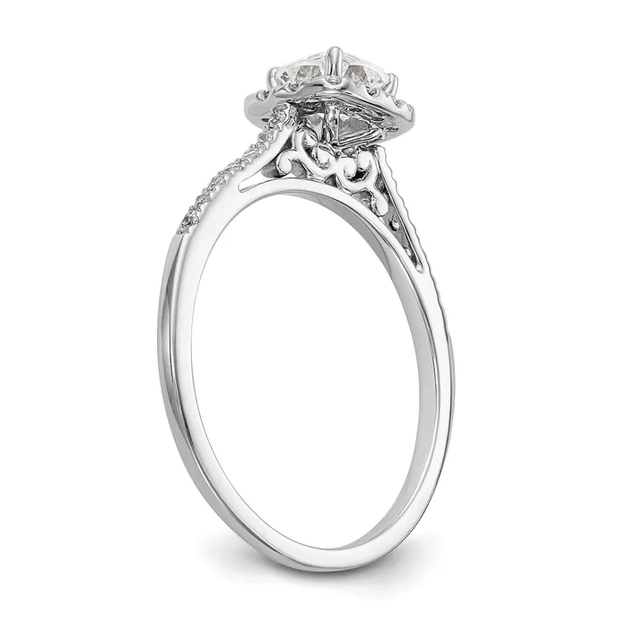 Goldiacom 14k White Gold Cushion Halo Simulated Diamond Engagement Ring Rings