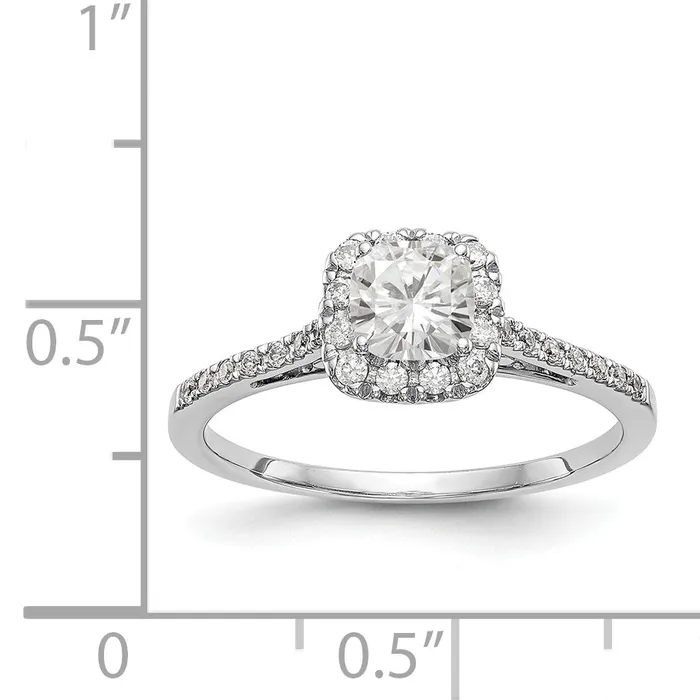Goldiacom 14k White Gold Cushion Halo Simulated Diamond Engagement Ring Rings